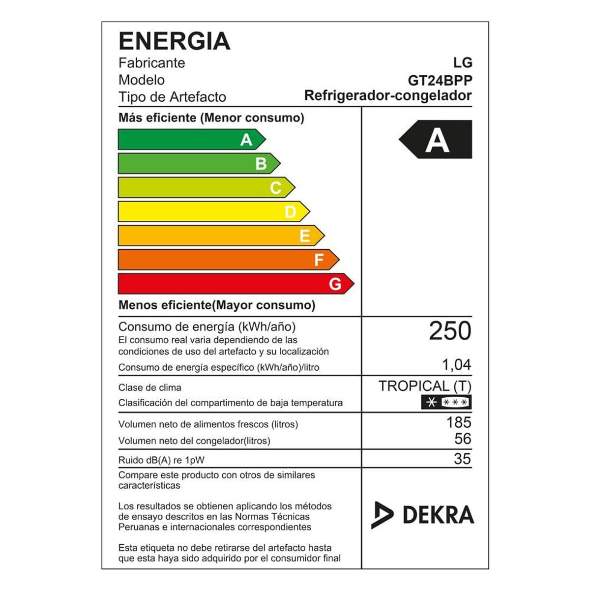 LG - Refrigeradora LG Top Freezer GT24BPP No Frost 241L