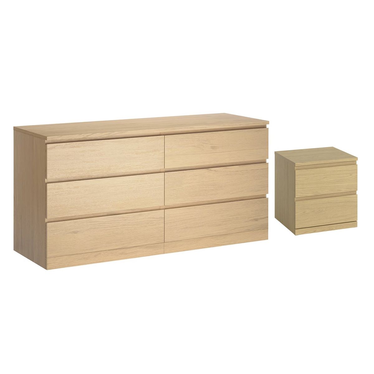 GENERICO - Comoda Melamina Haya 1.20m + Velador Haya 2 cajones