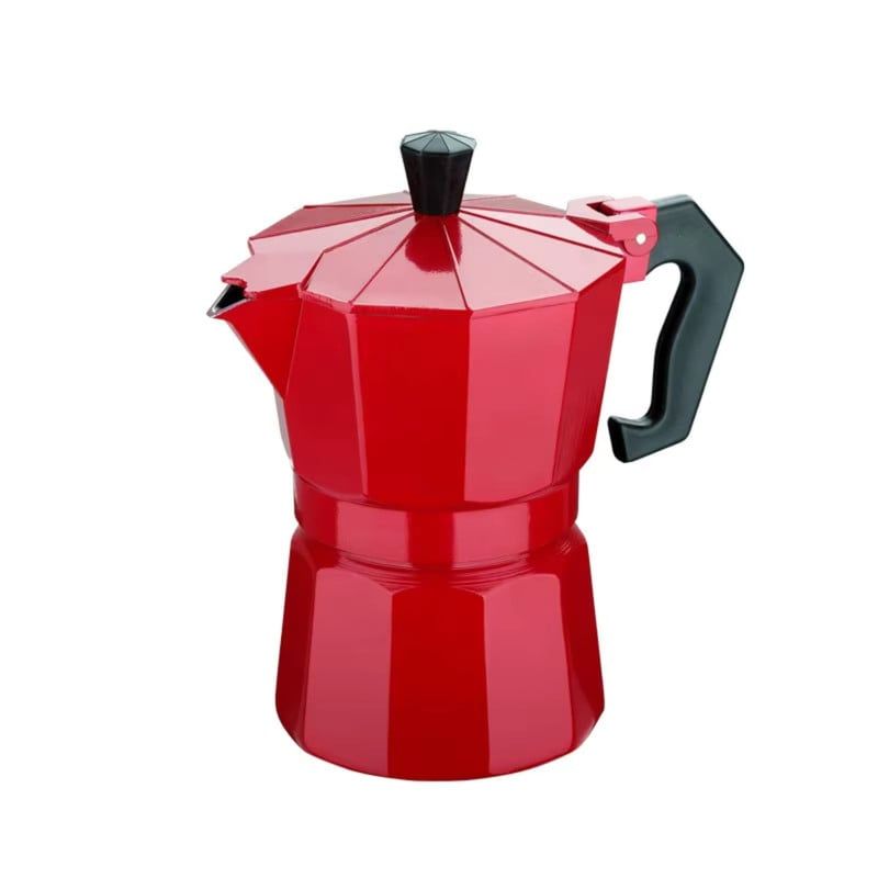 OEM - Cafetera Moka Italiana Café Espresso 3 Tazas - 150ml Rojo