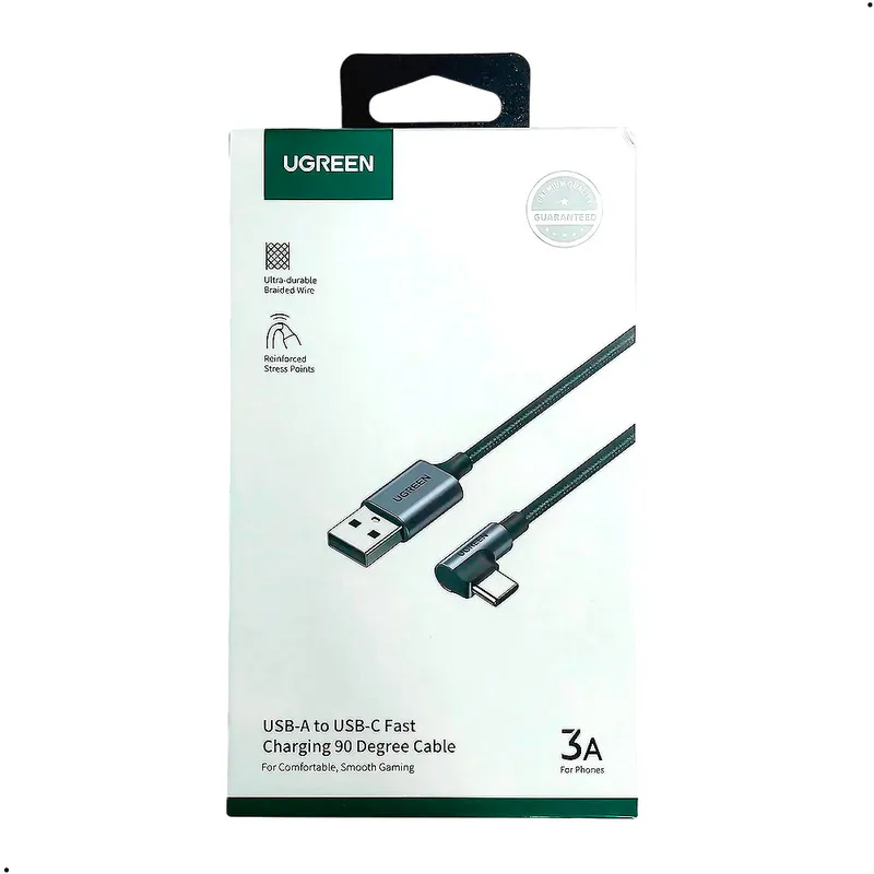 UGREEN - Cable Carga Rapida 90° Usb A - Tipo C 3.0 3a Ugreen 2metros