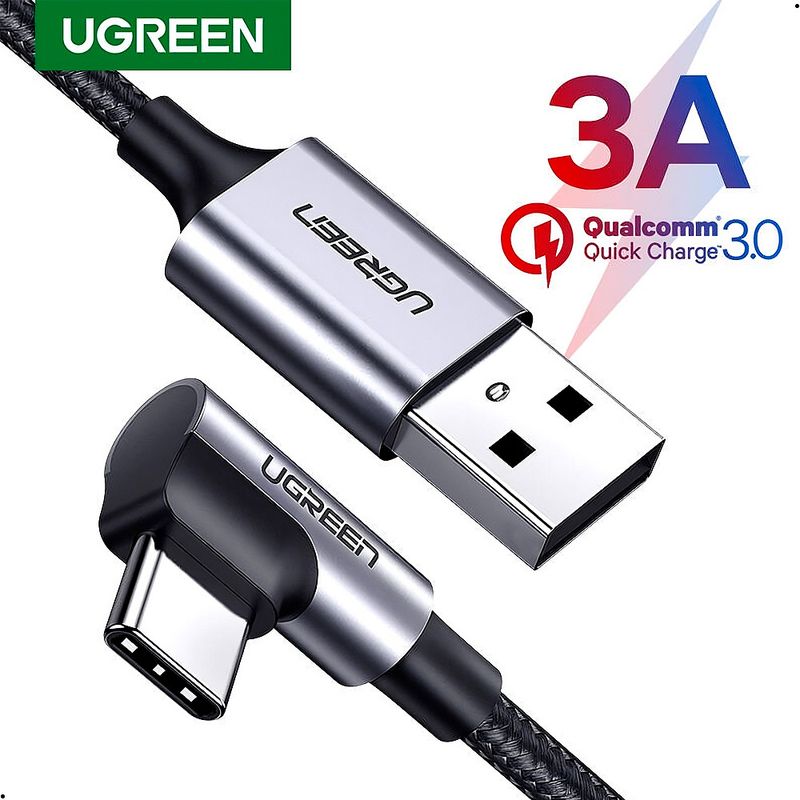 UGREEN - Cable Carga Rapida 90° Usb A - Tipo C 3.0 3a Ugreen 2metros