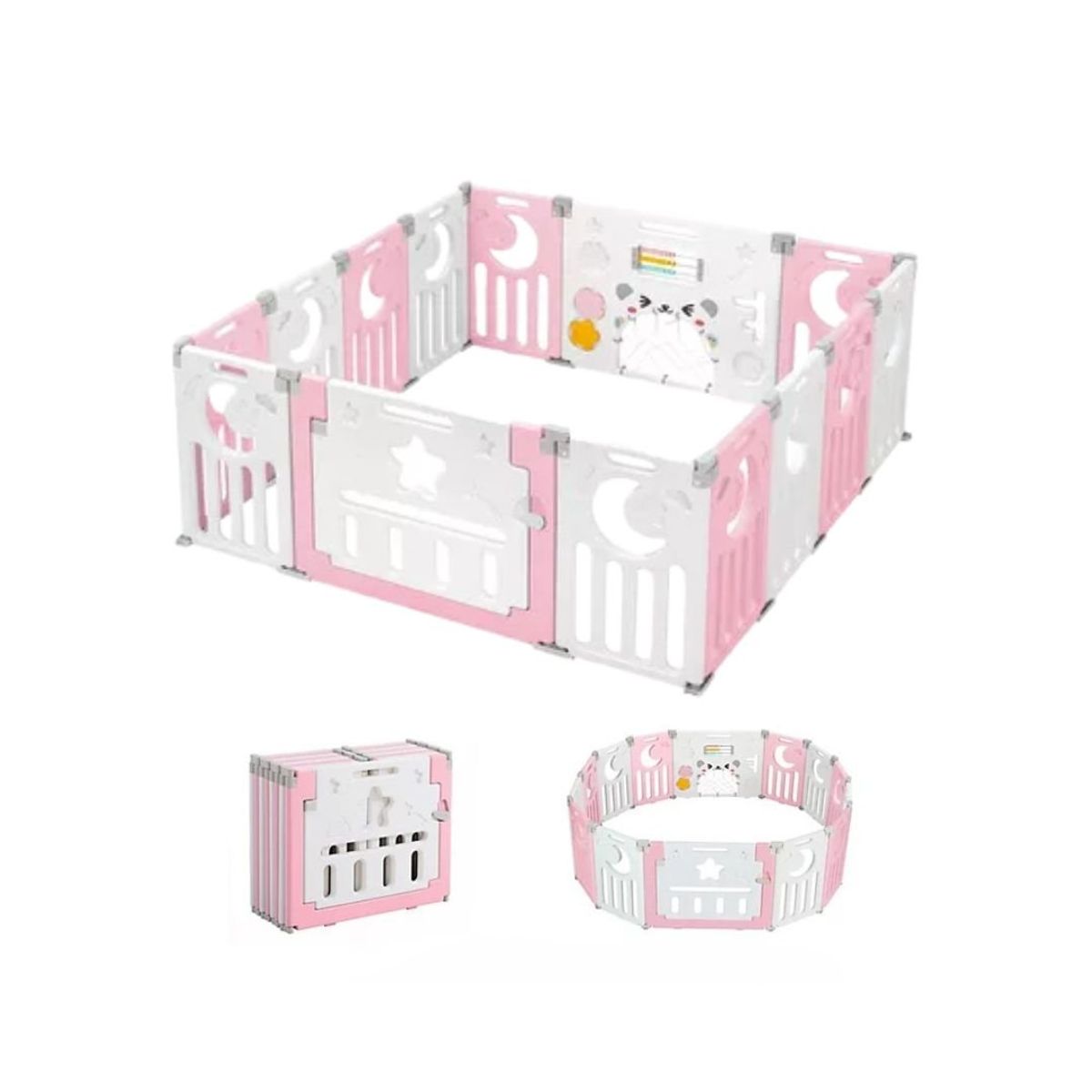 GENERICO - Corral Plegable de Juegos 12Paneles para Bebé - Rosado