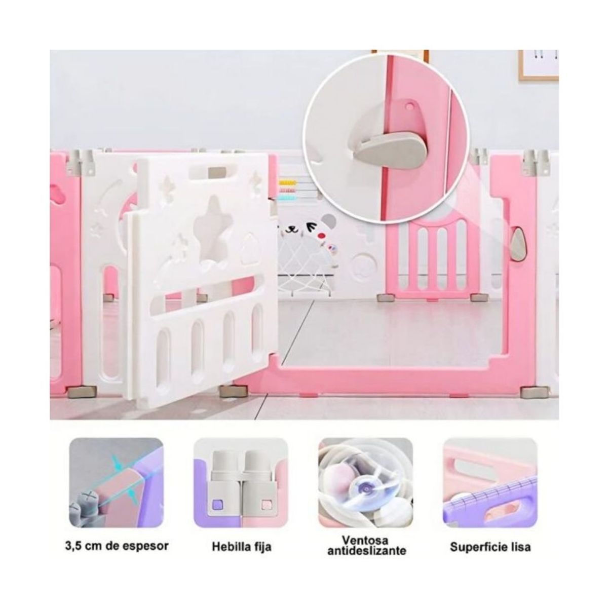 GENERICO - Corral Plegable de Juegos 12Paneles para Bebé - Rosado