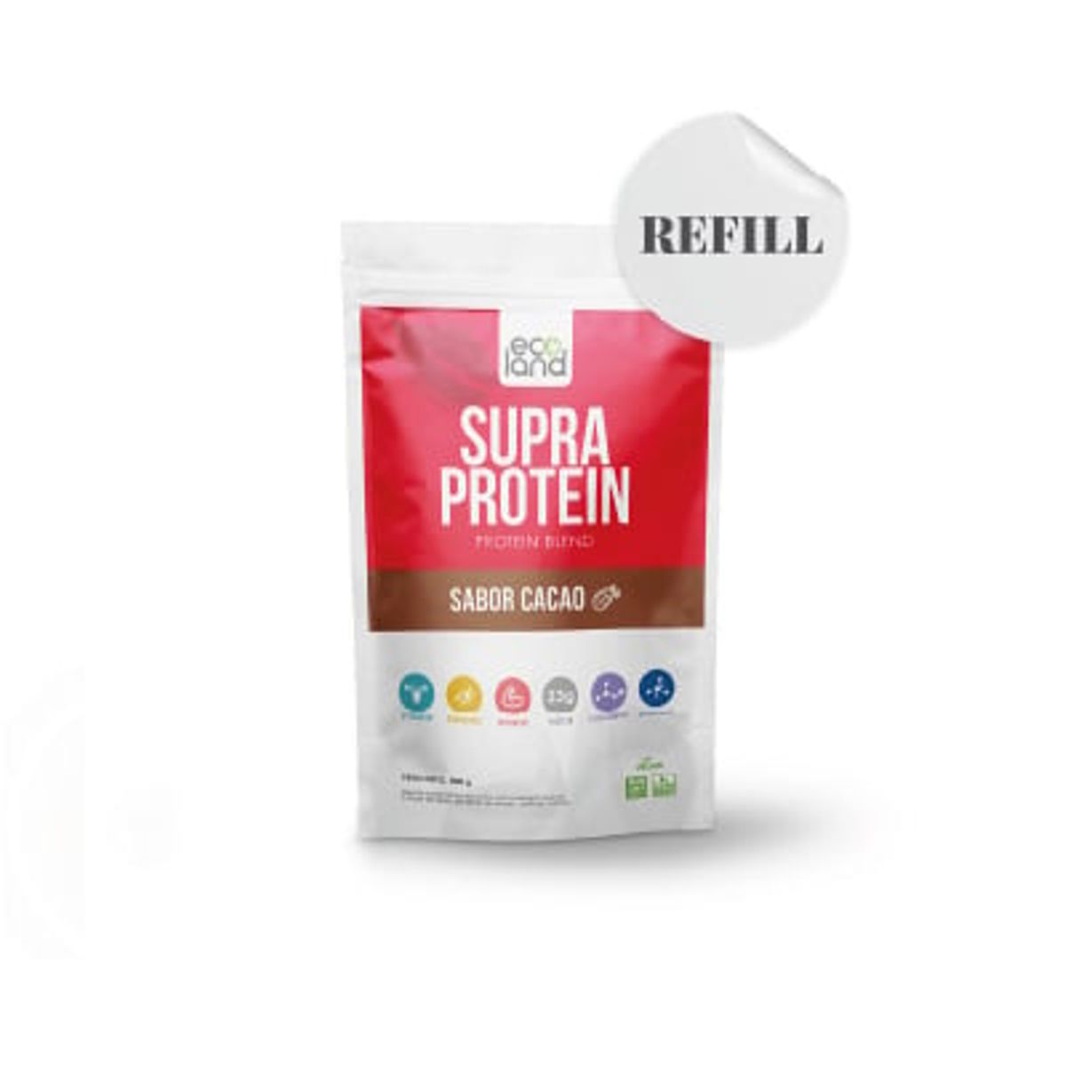 ECOLAND - SUPRA PROTEIN- PROTEINA VEGETAL- DOYPACK 500G CACAO