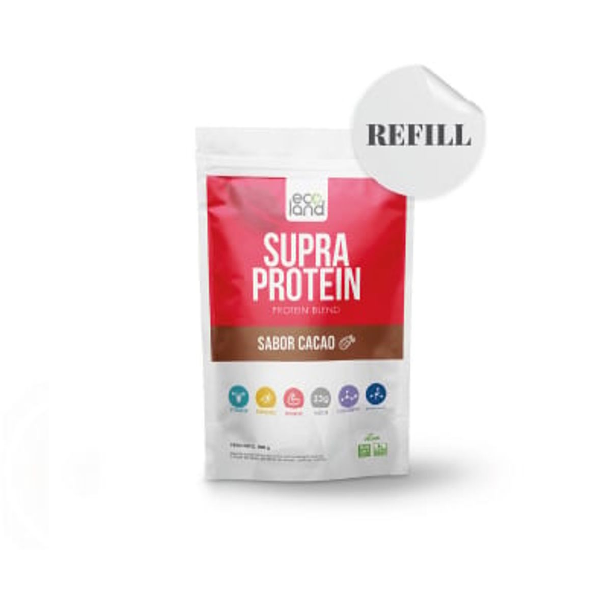 ECOLAND - SUPRA PROTEIN- PROTEINA VEGETAL- DOYPACK 500G CACAO