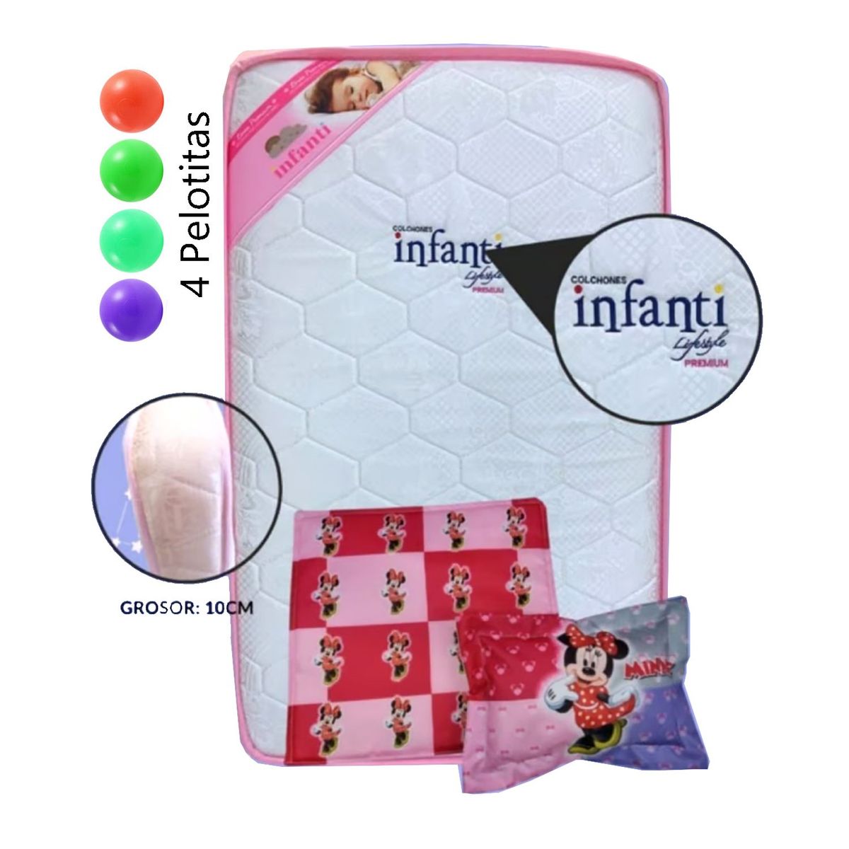 GENERICO - Colchón de Bebe para Cunas Pack and Play Rosado