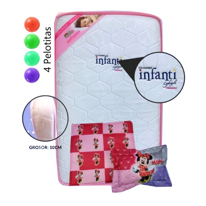 GENERICO - Colchón de Bebe para Cunas Pack and Play Rosado