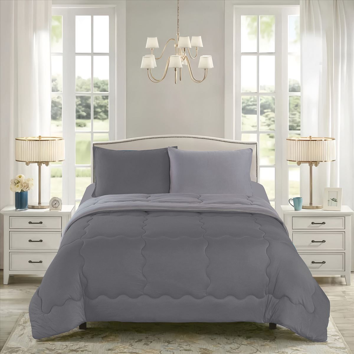 CASATEX - Cubrecama Bicolor 2 plazas y Juego de Sábanas