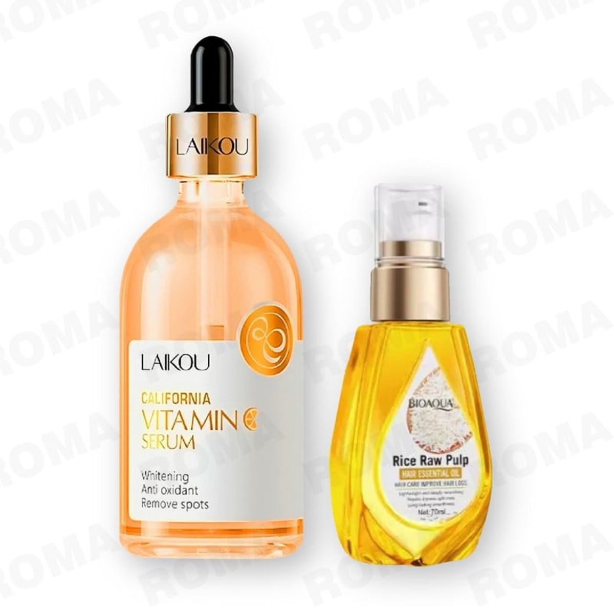 BIOAQUA - KIT SERUM VITAMINA C 100ML LAIKOU y ACEITE CABELLO ARROZ BIOAQUA