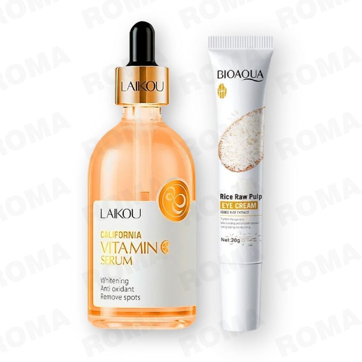 BIOAQUA - KIT SERUM VITAMINA C LAIKOU 100ML Y CREMA OJERAS ARROZ BIOAQUA 20G