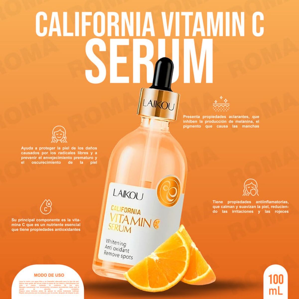 BIOAQUA - KIT SERUM VITAMINA C LAIKOU 100ML Y GEL HIDRATANTE ARROZ BIOAQUA 300G