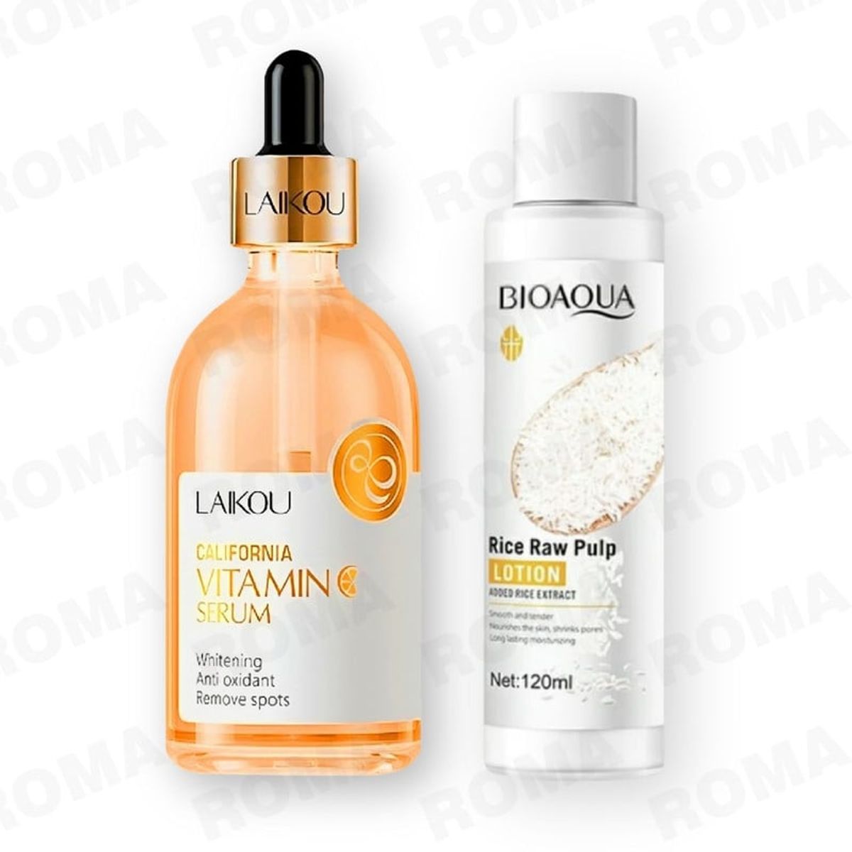 BIOAQUA - KIT SERUM VITAMINA C LAIKOU 100ML Y LOCIÓN FACIAL ARROZ BIOAQUA