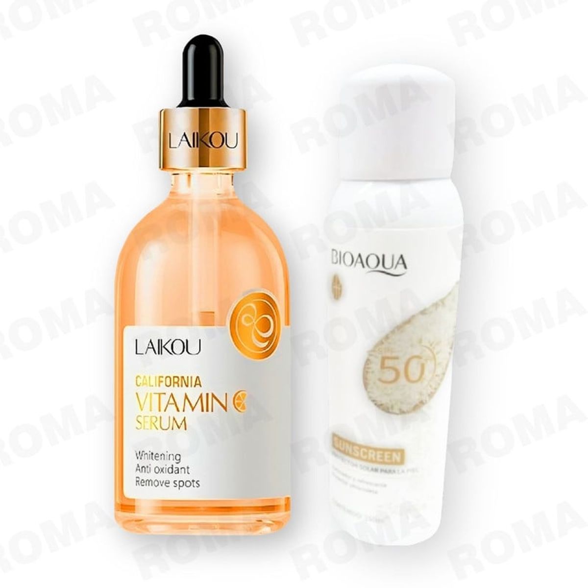 BIOAQUA - KIT SERUM VITAMINA C LAIKOU Y PROTECTOR SOLAR ARROZ SPF50 SPRAY