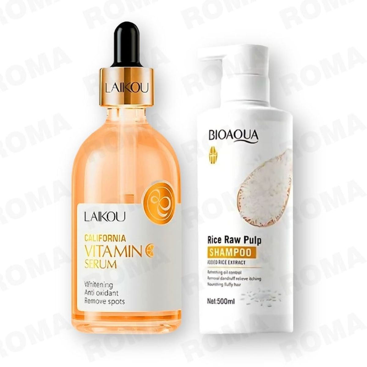 BIOAQUA - KIT SERUM VITAMINA C LAIKOU 100ML Y SHAMPOO ARROZ BIOAQUA 500ML
