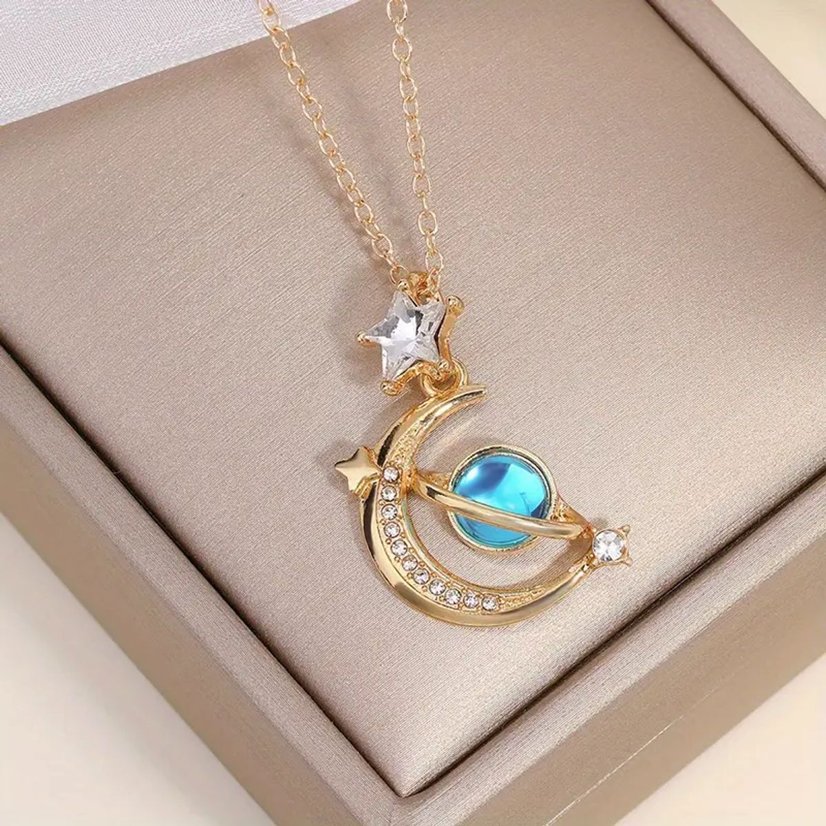 GENERICO - Collar luna Saturno deslumbrante accesorio