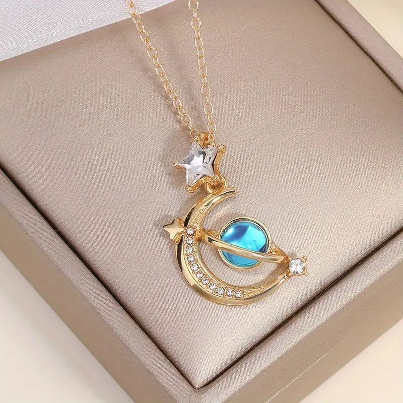 GENERICO - Collar luna Saturno deslumbrante accesorio