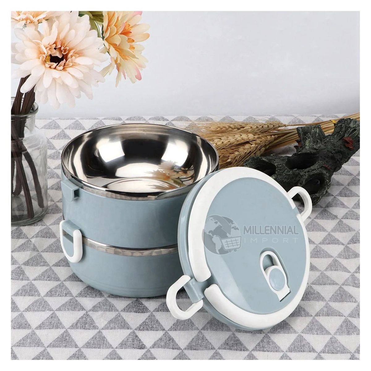 GENERICO - Lonchera de 2 Niveles Táper Térmico Portátil - Colores Variados