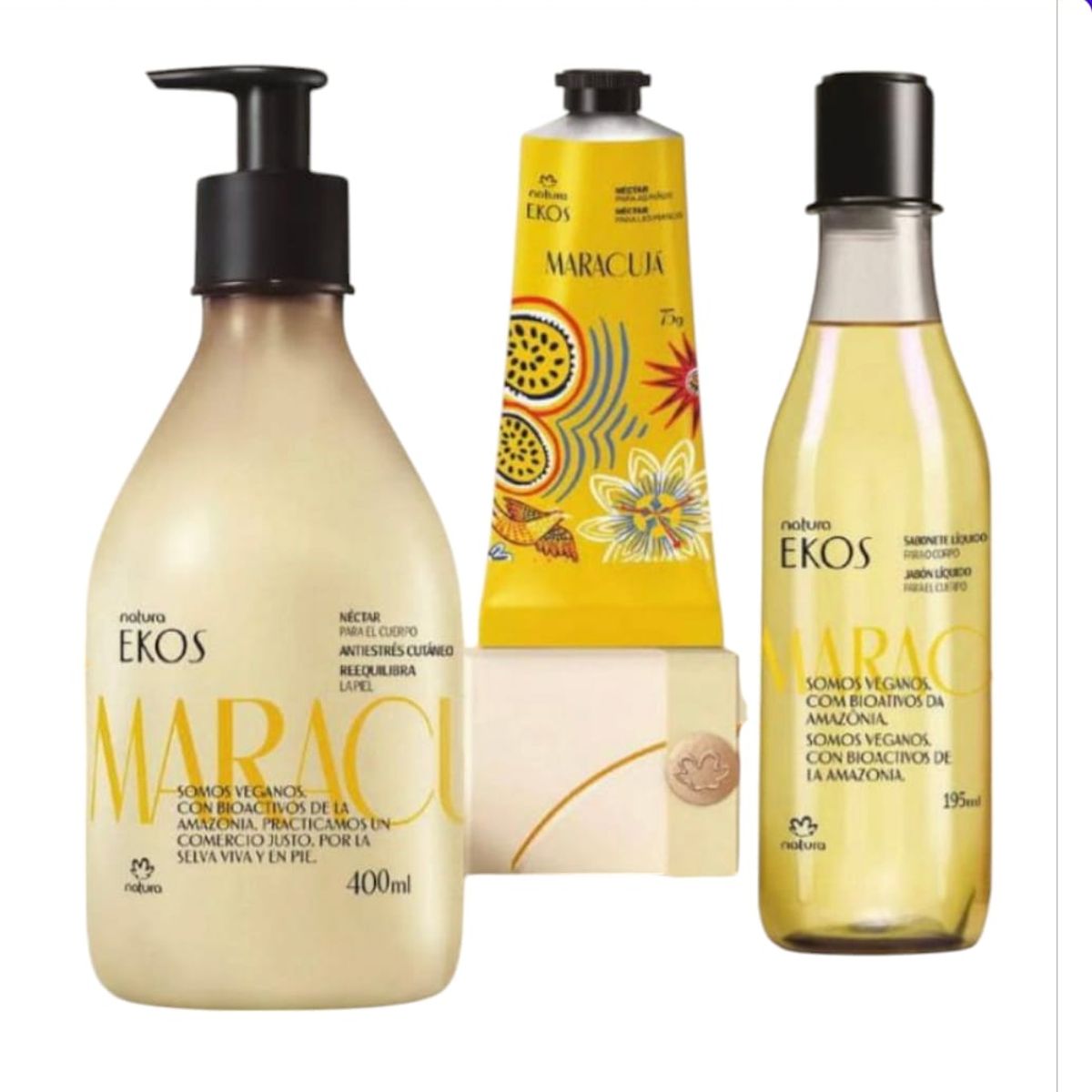 NATURA - KIT Ekos Maracuya Nectar Corporal + Crema manos + Jabon liquido