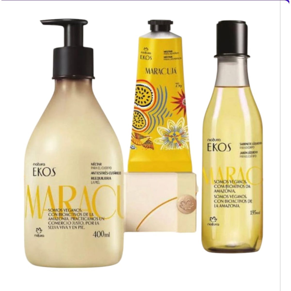 NATURA - KIT Ekos Maracuya Nectar Corporal + Crema manos + Jabon liquido