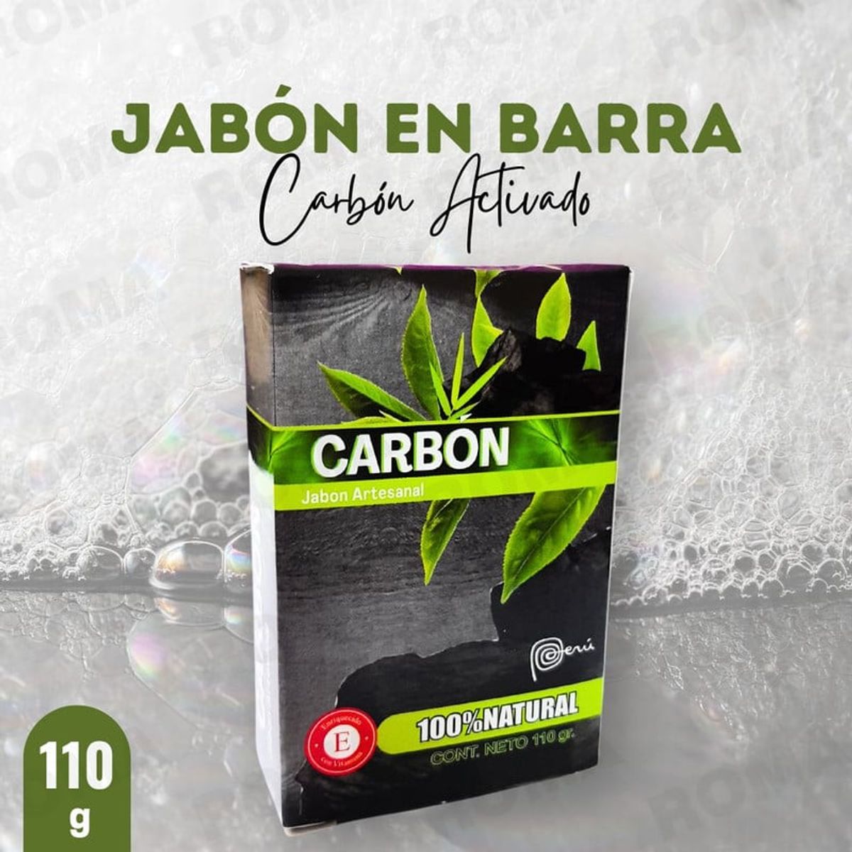 GENERICO - JABÓN EN BARRA DE CARBÓN ACTIVADO 110G