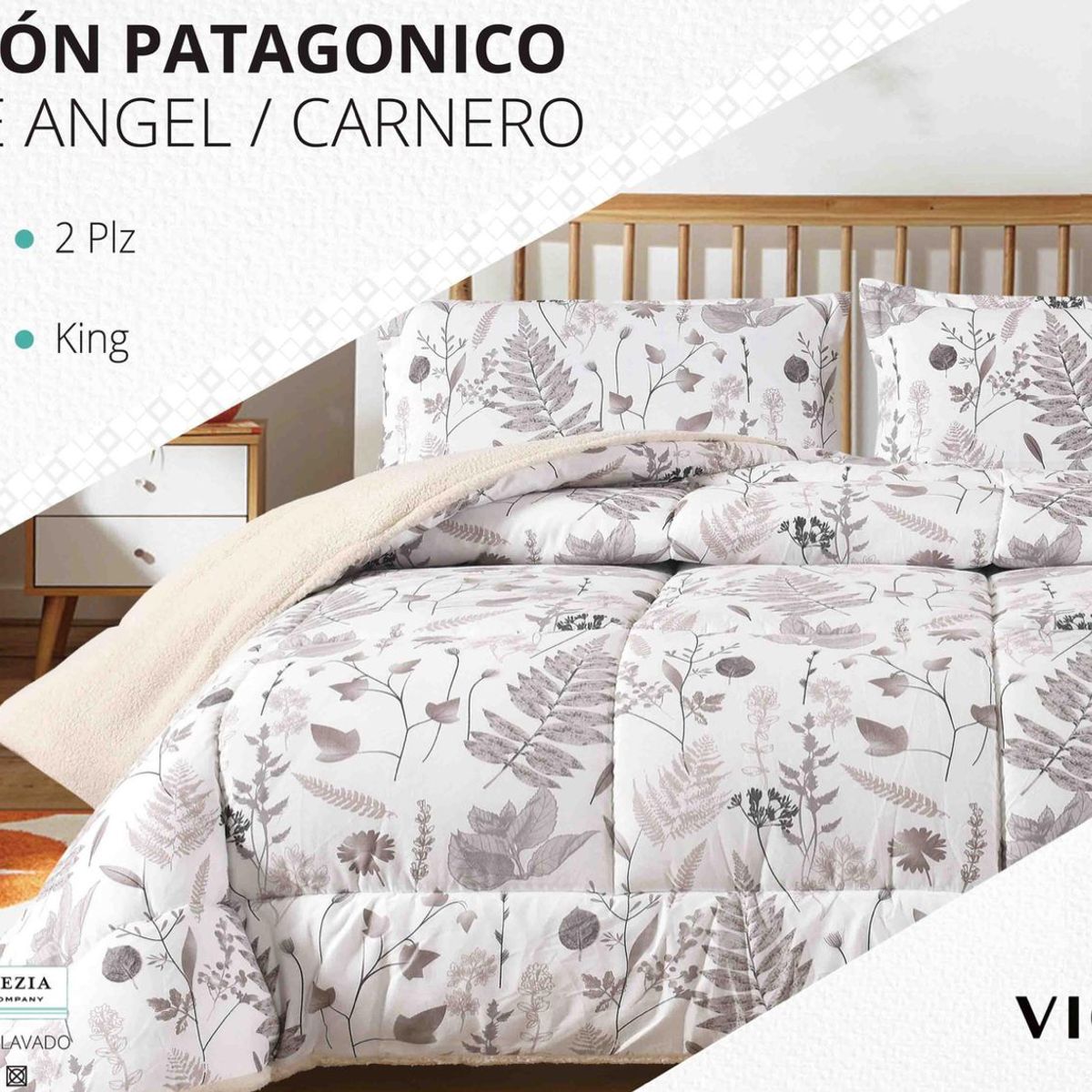 VENEZIA - Edredón 2 plazas Piel de Ángel con Carnero Sherpa + Juego de Sábanas