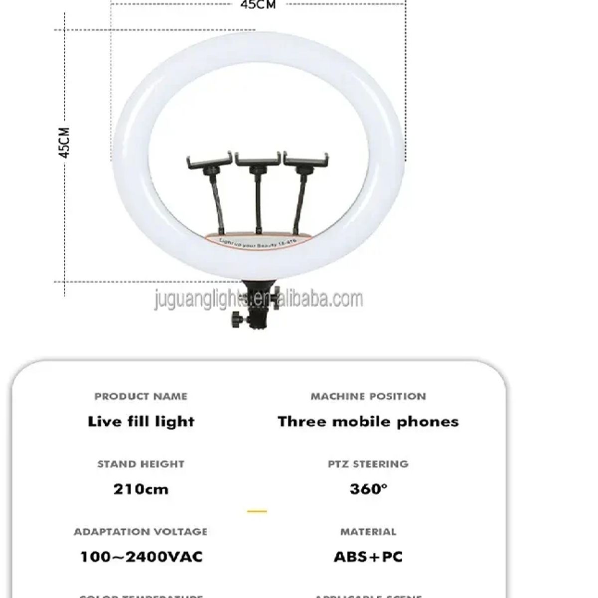 GENERICO - ARO ANILLO LUZ LED 45 CM + TRÍPODE 2.10 MTS + CONTROL