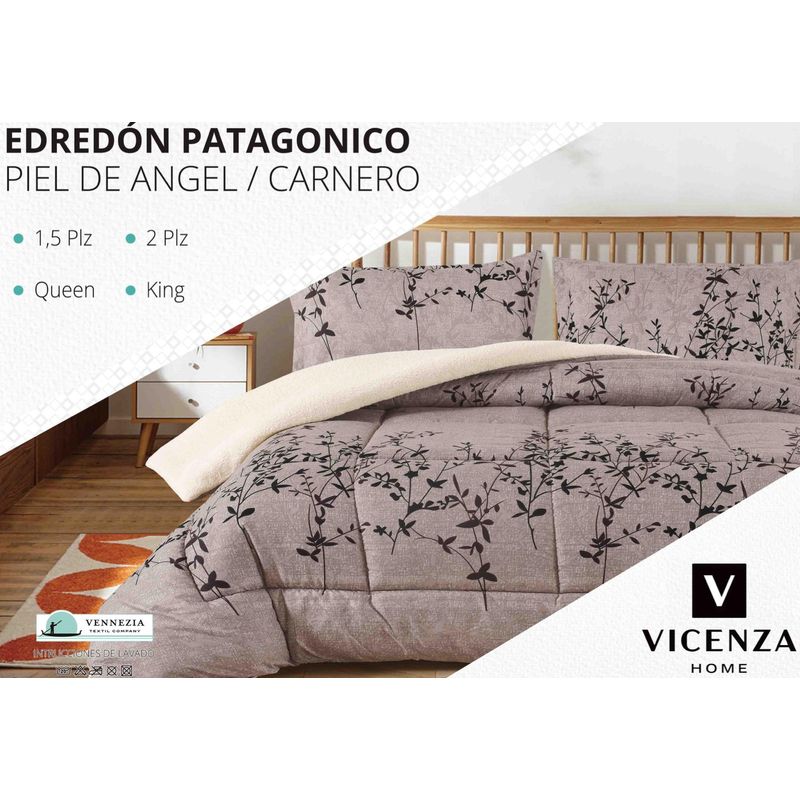 VENEZIA - Edredón 2 plazas Piel de Ángel con Carnero Sherpa + Juego de Sábanas