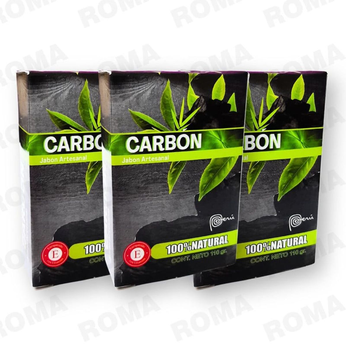 GENERICO - PACK 3 JABONES EN BARRA DE CARBÓN ACTIVADO 330G