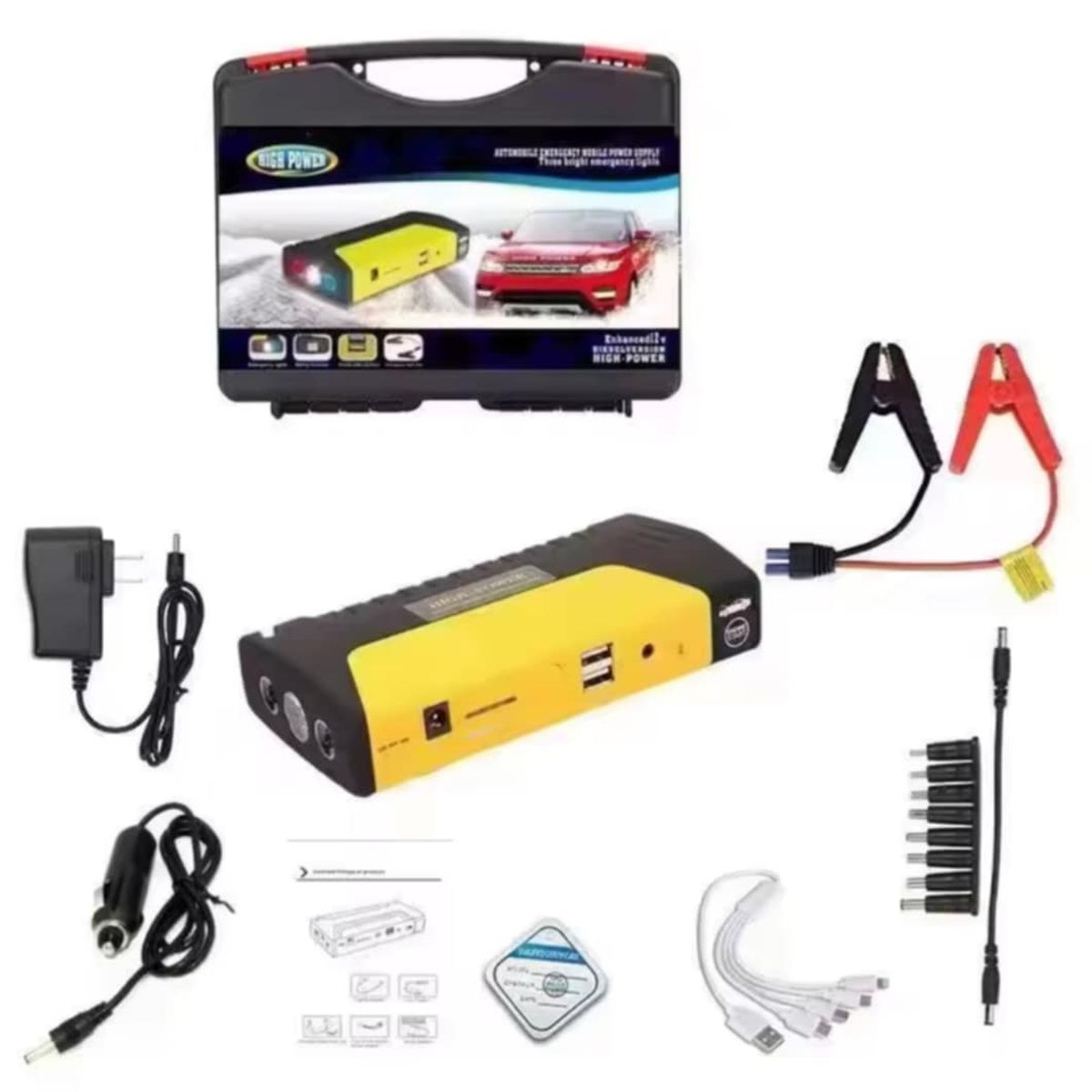 GENERICO - Arrancador de Bateria + Inflador de Llantas Potente Portatil