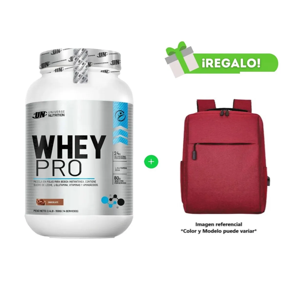 UNIVERSE NUTRITION - PROTEÍNA WHEY PRO 1.1 KG CHOCOLATE + Mochila Portalaptop Aleatoria