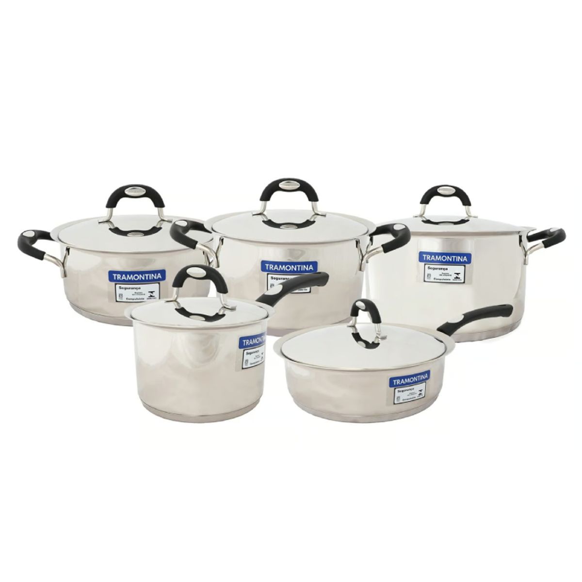 TRAMONTINA - Juego de Ollas 10 Piezas Acero Inoxidable Duo Silicone : 65480/036