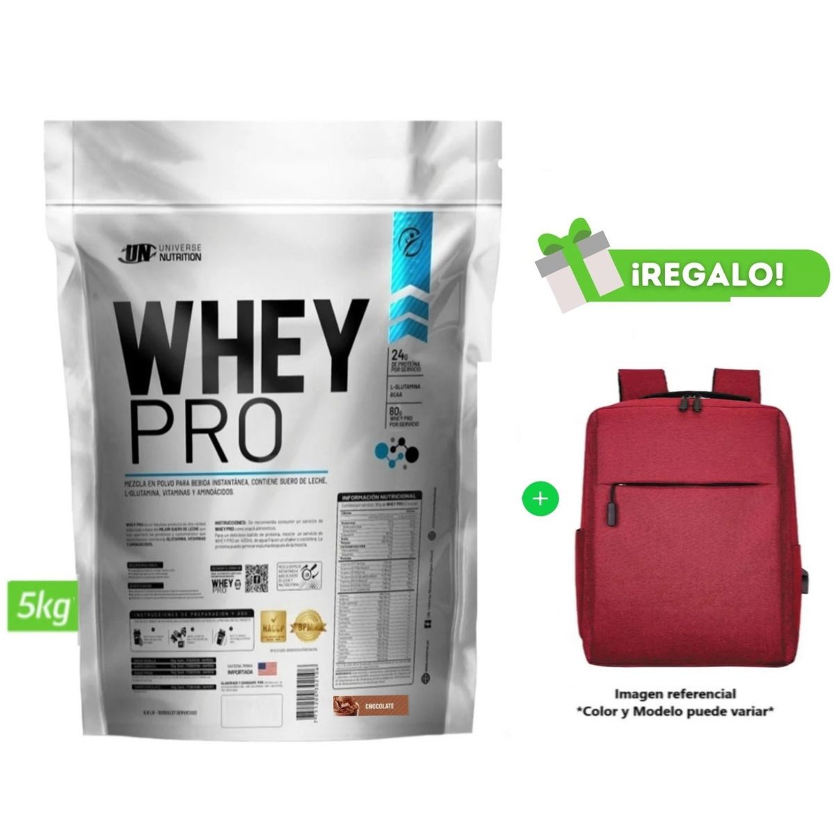 UNIVERSE NUTRITION - PROTEÍNA WHEY PRO 5 KG CHOCOLATE + Mochila Aleatoria