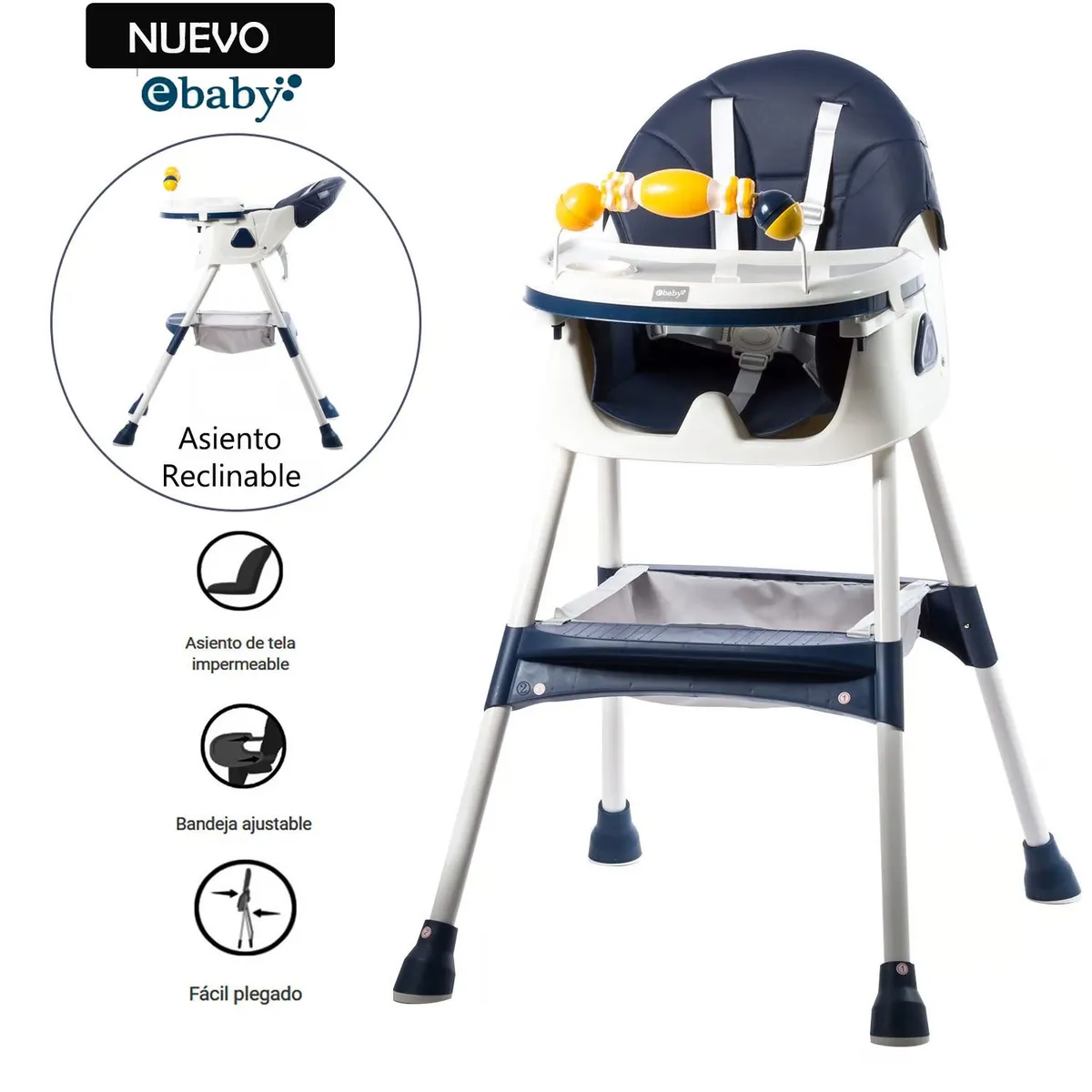 EBABY - Silla de Comer Ebaby Asiento Reclinable DALI Azul