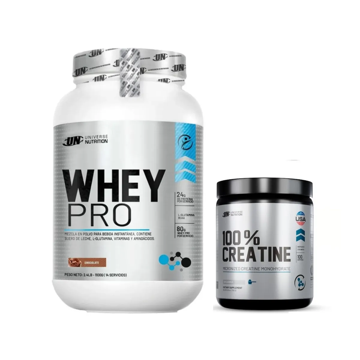 UNIVERSE NUTRITION - PROTEÍNA WHEY PRO 1.1 KG CHOCOLATE + CREATINA UNIVERSE NUTRITION