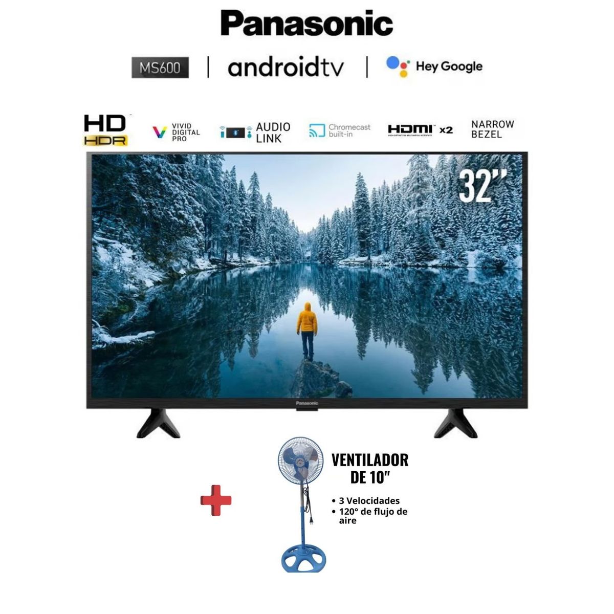 PANASONIC - COMBO DE TV 32 PANASONIC TC-32MS600P HD + VENTILADOR SONRICH 10"