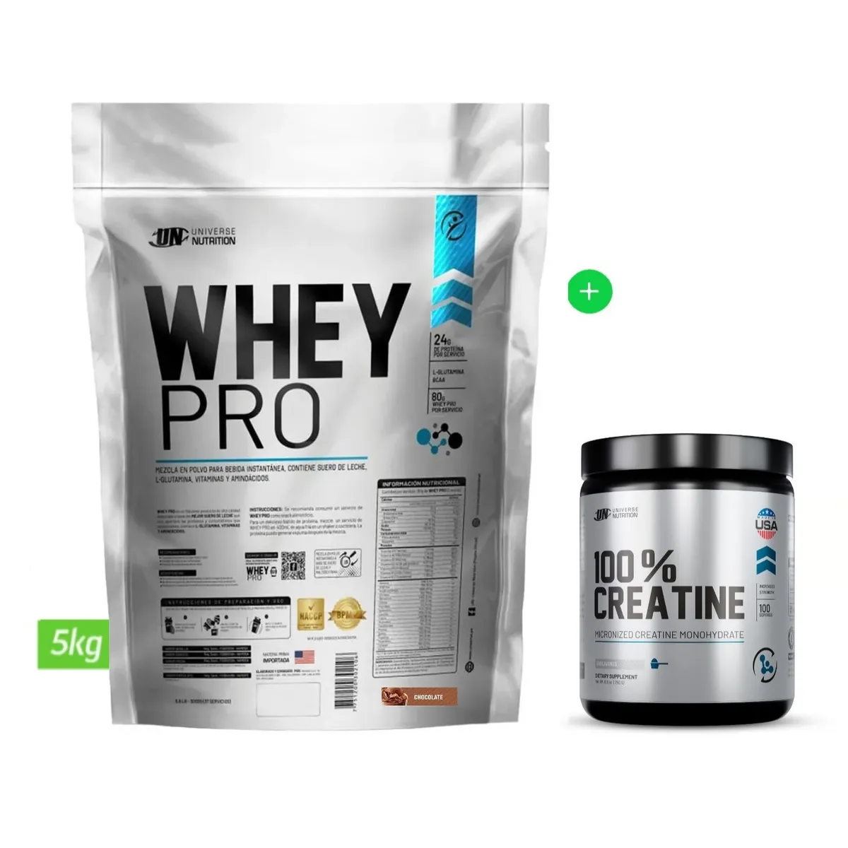 UNIVERSE NUTRITION - PROTEÍNA WHEY PRO 5 KG CHOCOLATE + CREATINA UNIVERSE NUTRITION
