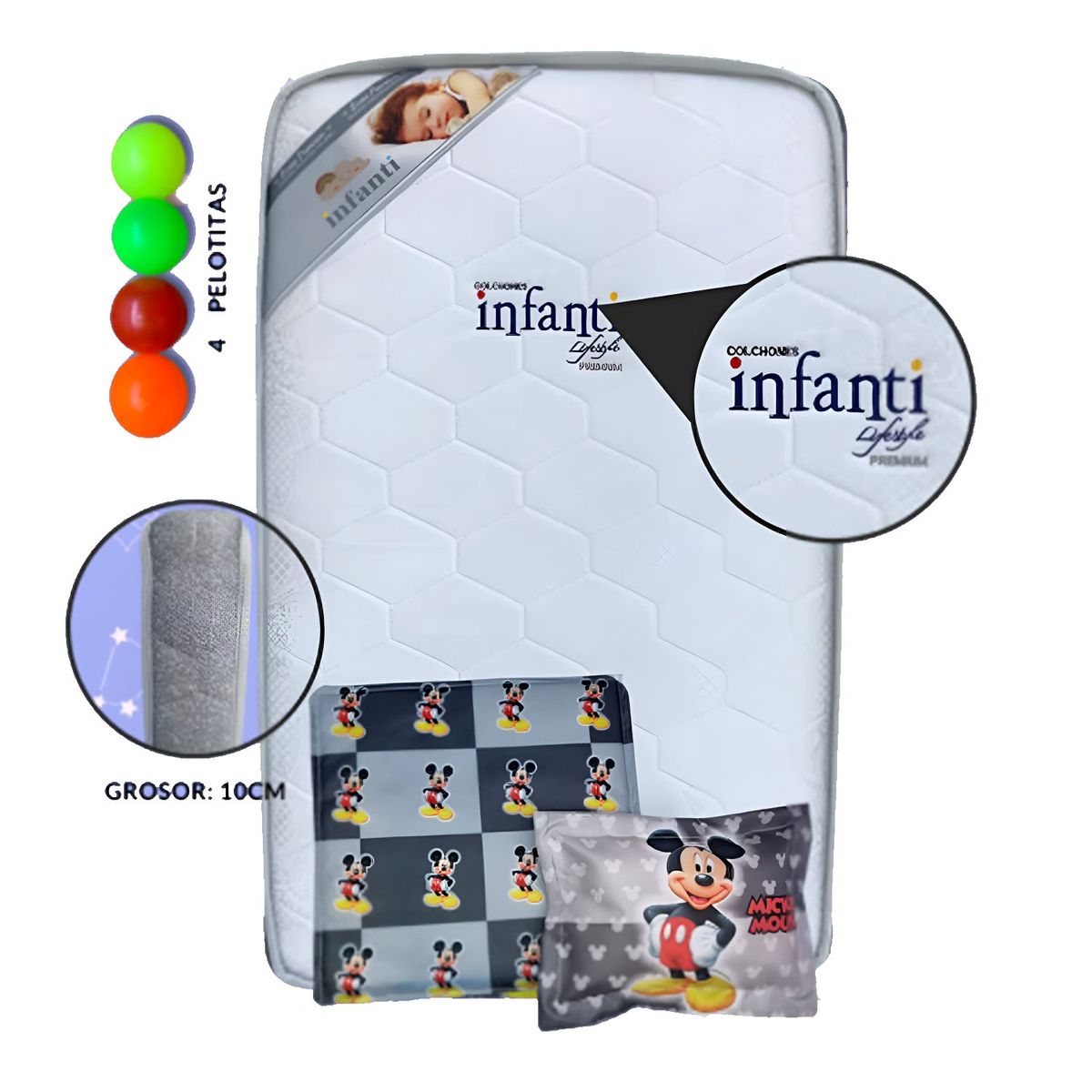 GENERICO - Colchón de Bebe para Cunas Pack and Play Gris