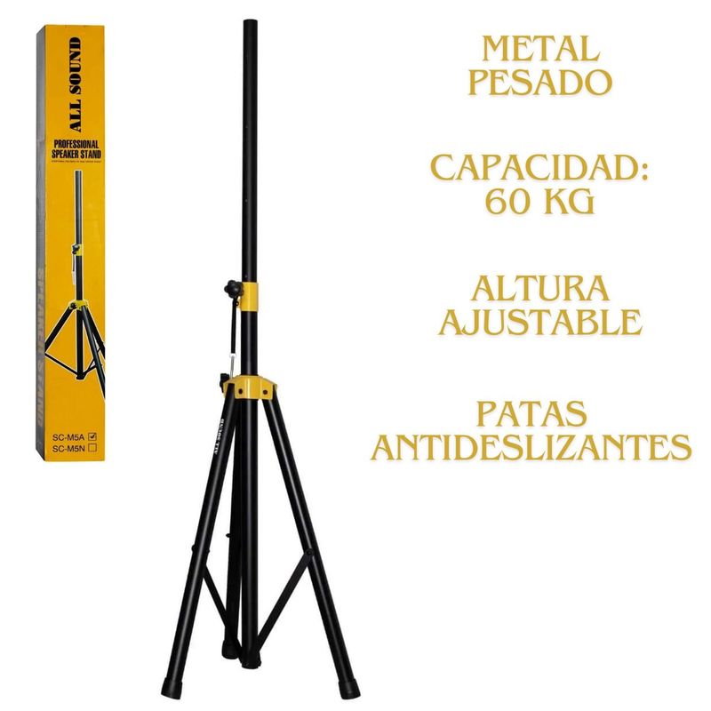 ALL SOUND - Soporte Trípode para Parlante SC-M5A Full Metal Pesado 60 Kg