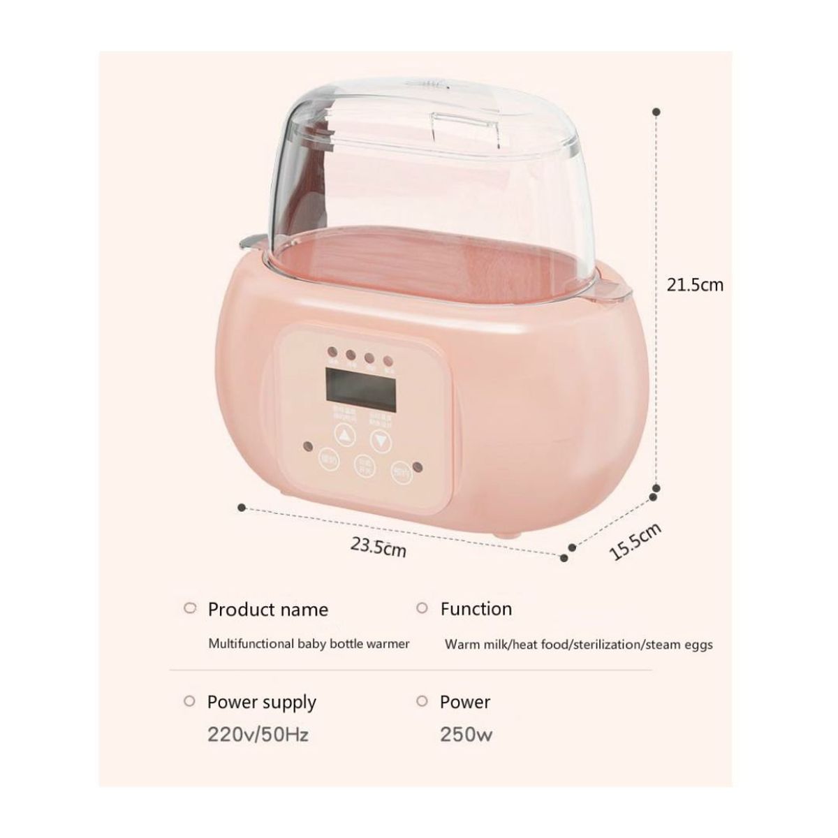 GENERICO - Calentador Esterilizador De Biberones Rosa + Biberon 11Oz