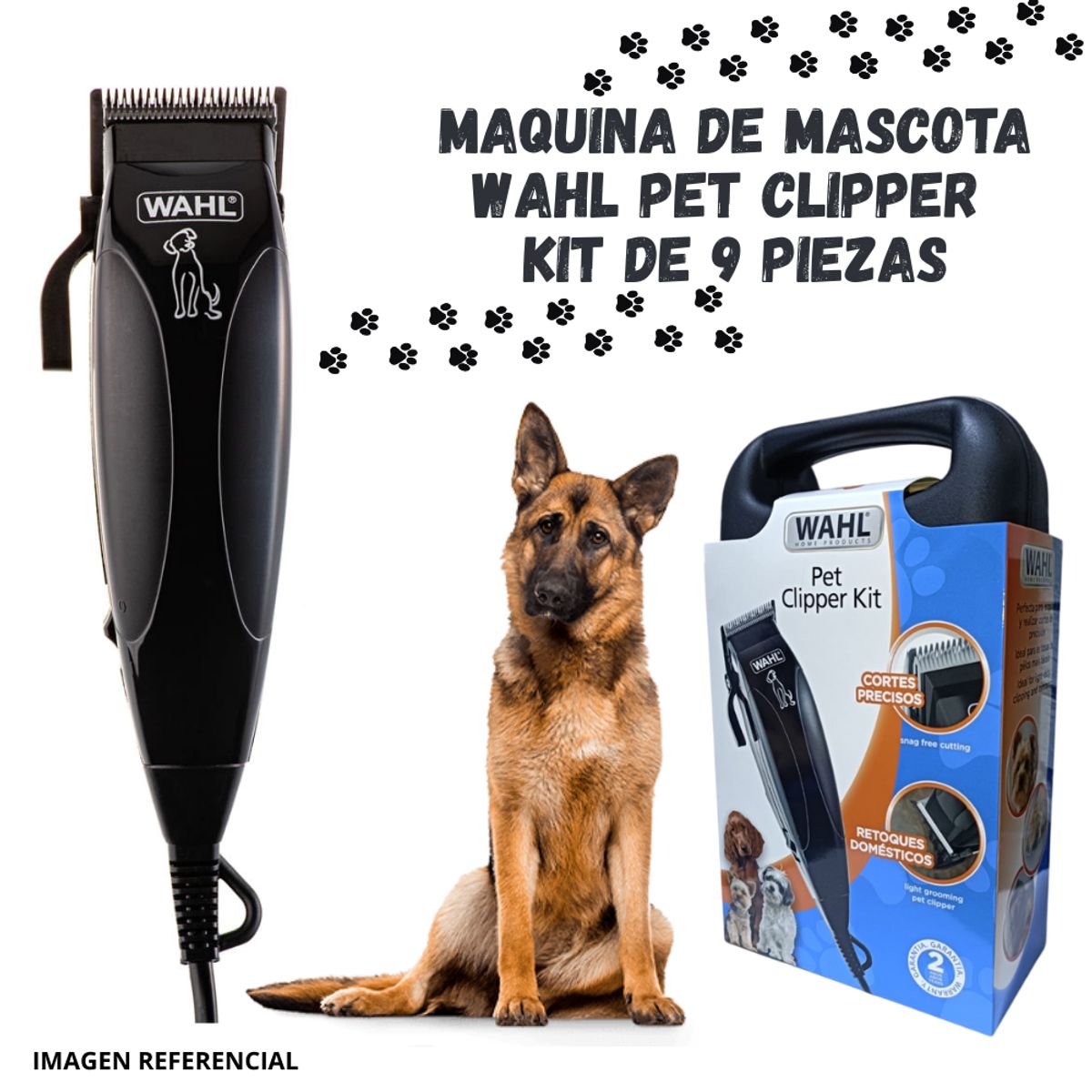 WAHL - Maquina Wahl de Mascota Pet Clipper Kit 9 Piezas