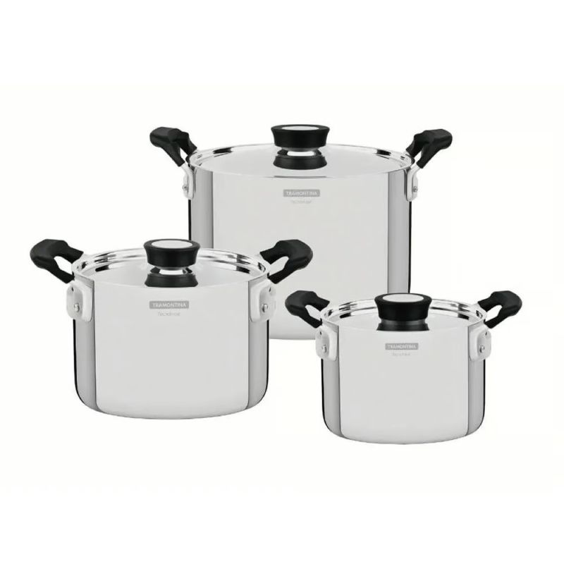 TRAMONTINA - Jgo Bateria de Cocina Grano Compact 6 Pzas T/Ac. Mango Bak + Sartén 28 cm