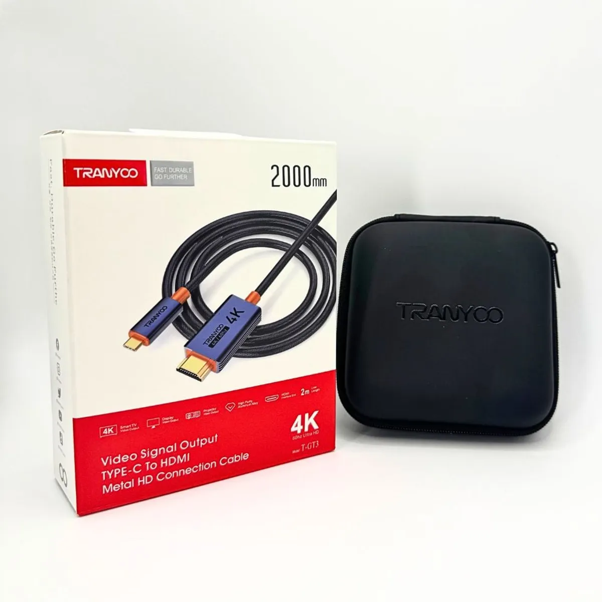 TRANYOO - Cable de Señal de Video Tipo C a HDMI 2M Conexión Ultra HD 4K T-GT3