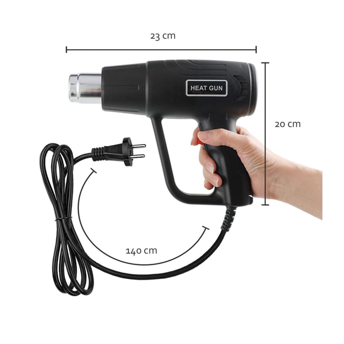 Pistola de Calor de Viento de Aire Caliente de Doble Temperatura 2000W, marca OEM - Foto Principal