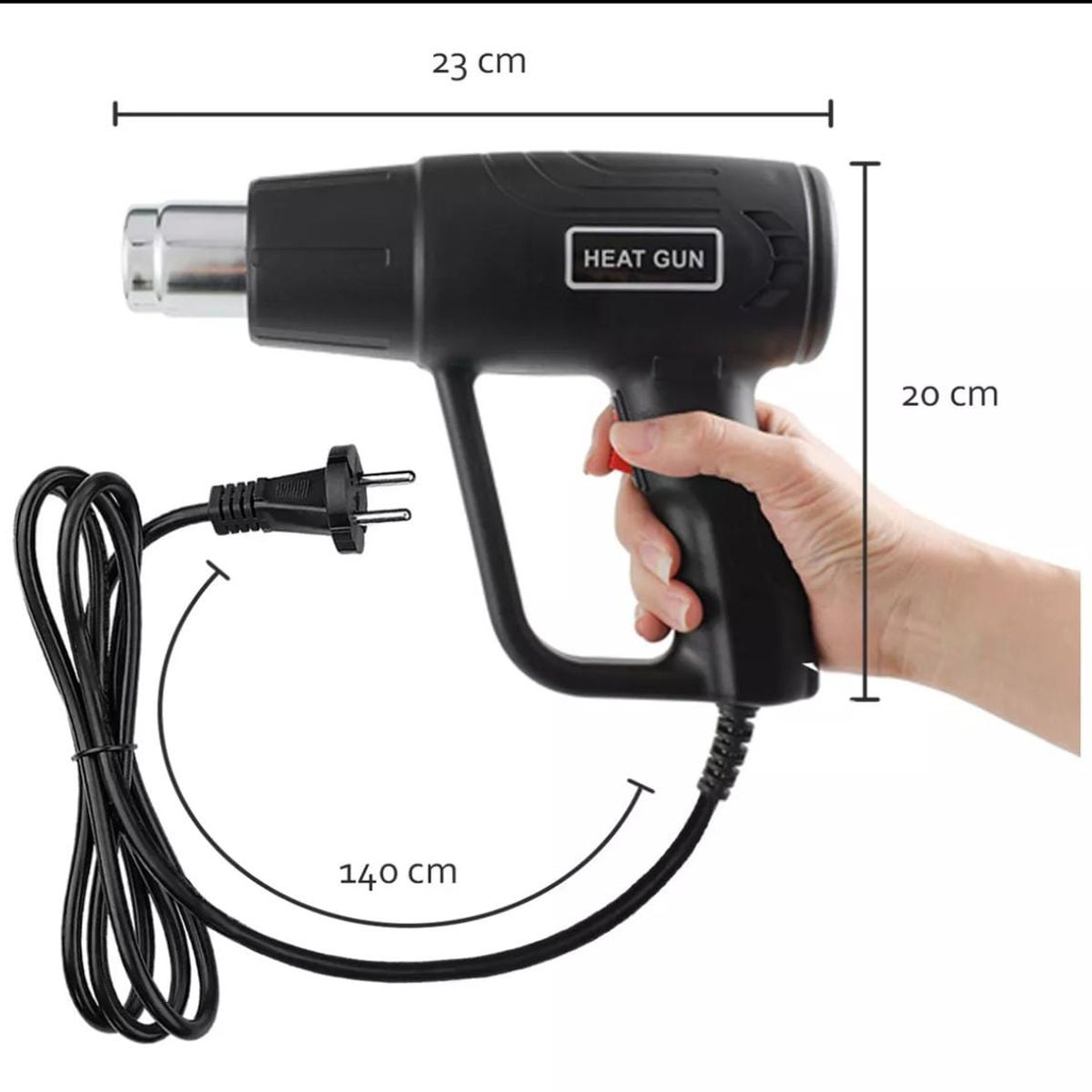 GENERICO - Pistola de Calor 2000Watts Flujo de Aire Caliente Compacto