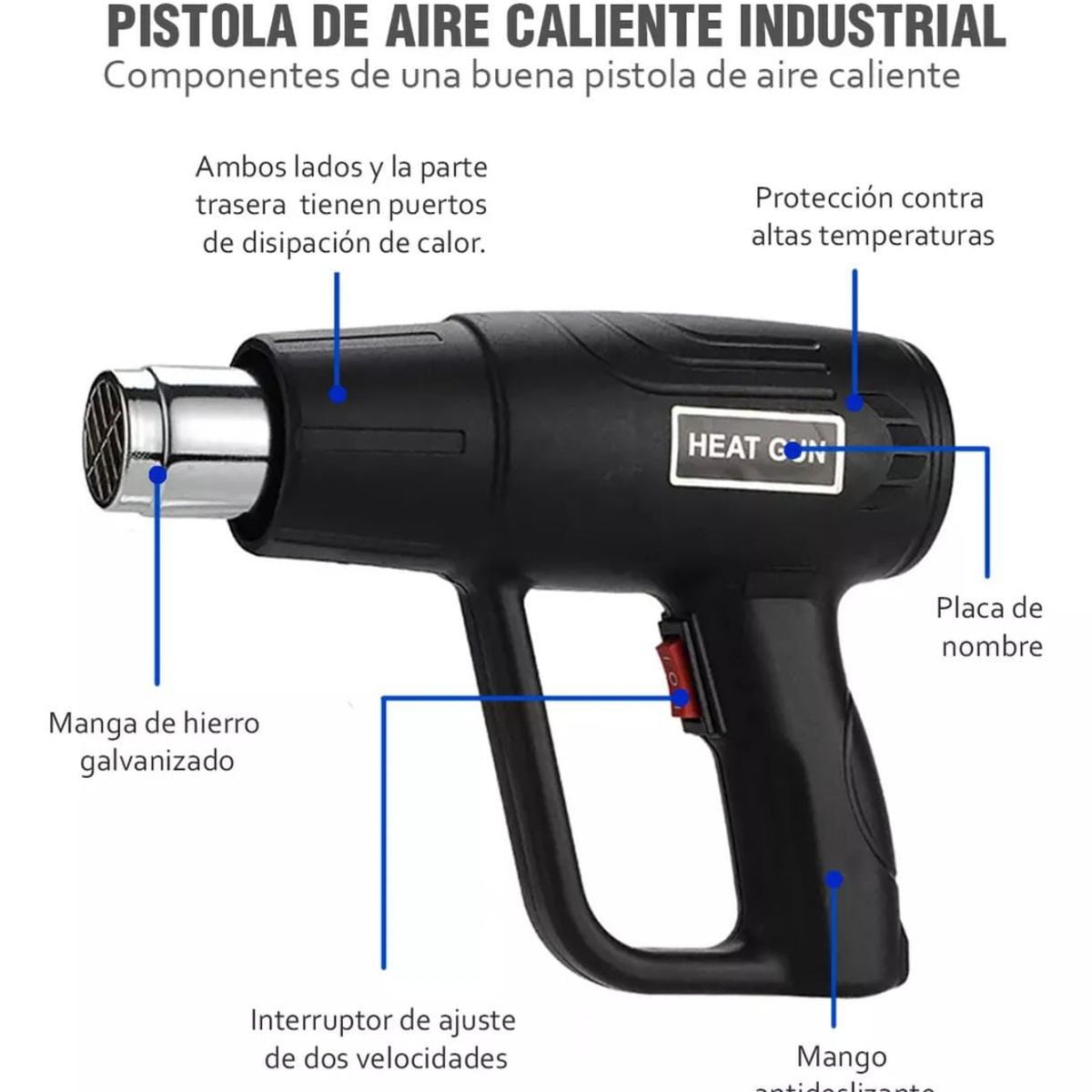 OEM - Pistola de Calor de Viento de Aire Caliente de Doble Temperatura 1500W