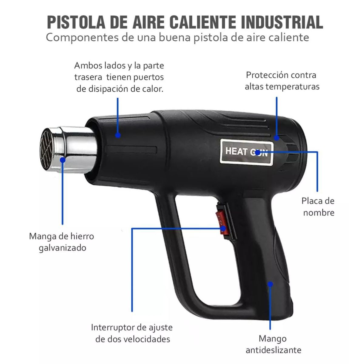 OEM - Pistola de Calor de Viento de Aire Caliente de Doble Temperatura 1500W