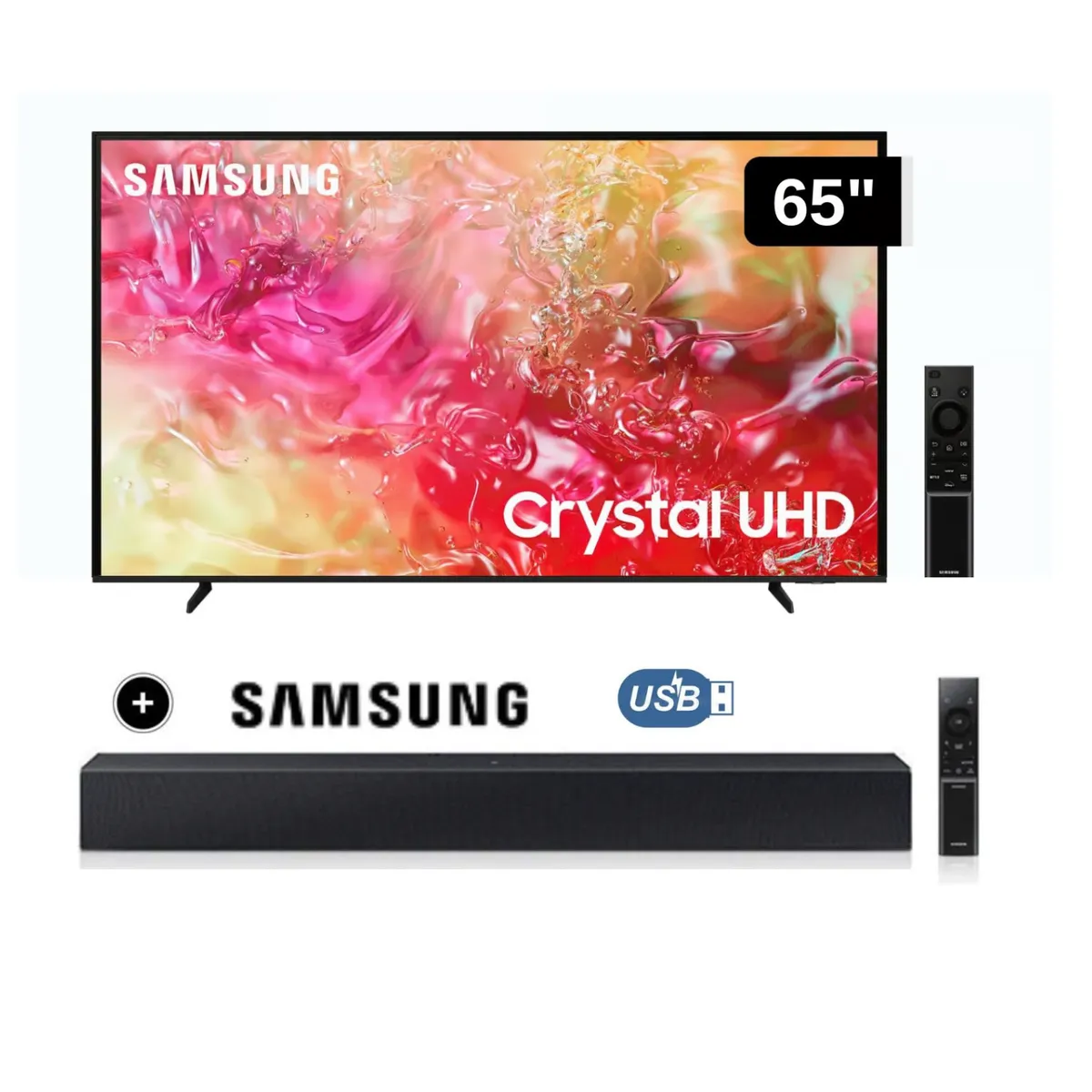 SAMSUNG - Televisor Samsung LED 65 Crystal UHD 4K 65DU7000 Tizen OS Smart TV + Soundbar HW C400