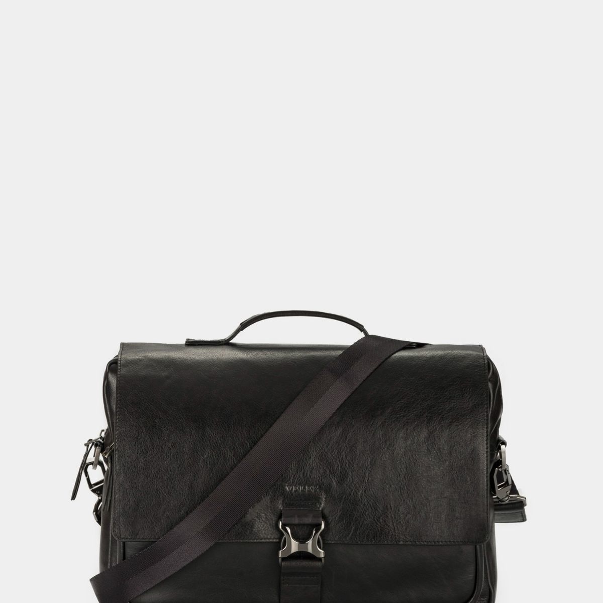 VELEZ - Vélez Maletín Portátil Cuero Hombre Doble Cierre Negro