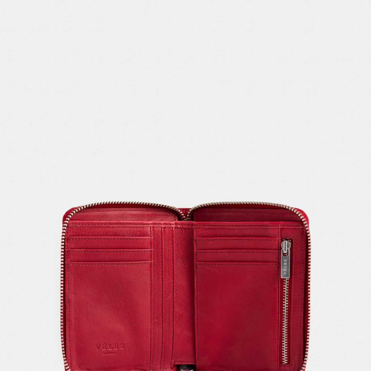 VELEZ - Vélez Billetera Grecia Cuero Para Mujer Con Cremallera Rojo