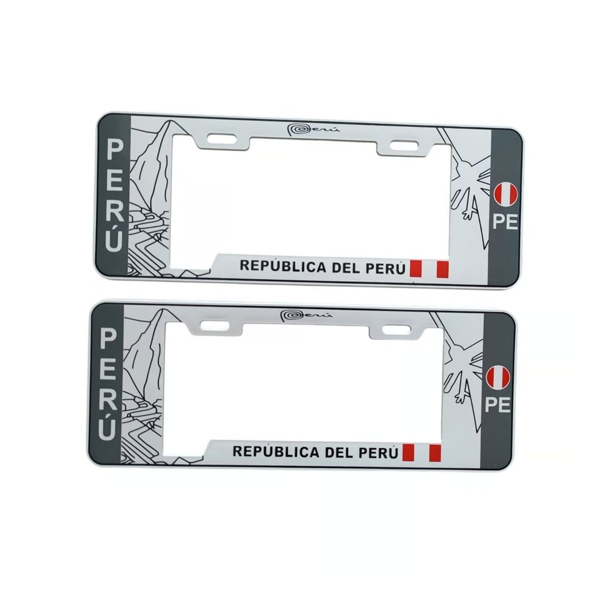 GENERICO - Porta Placa Modelo Europeo Machu Picchu Blanco